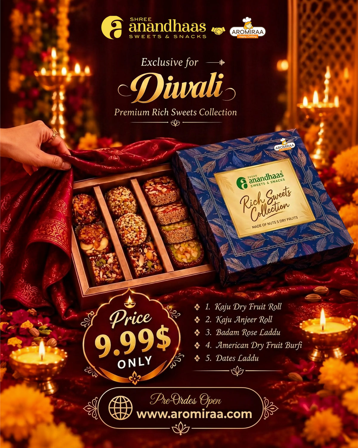 Diwali Premium Assorted Sweets Box – 290g | 10 Pieces
