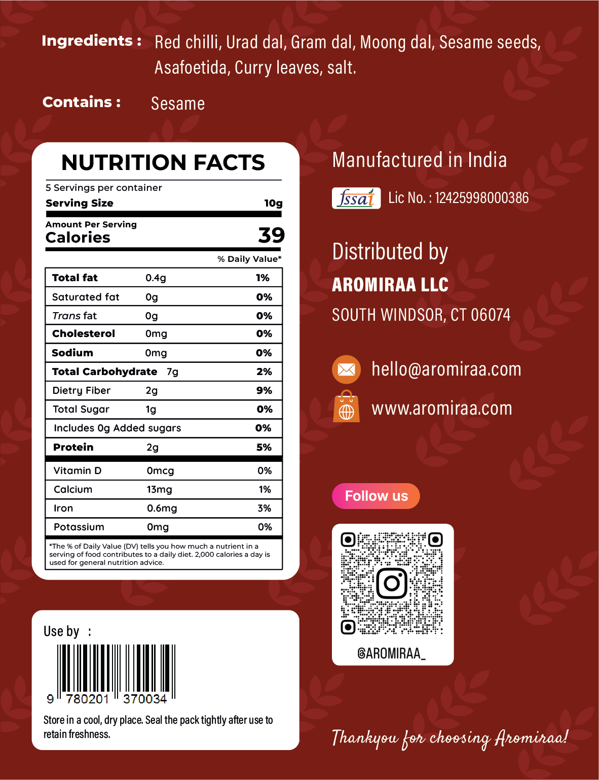Village Idli Podi 50g